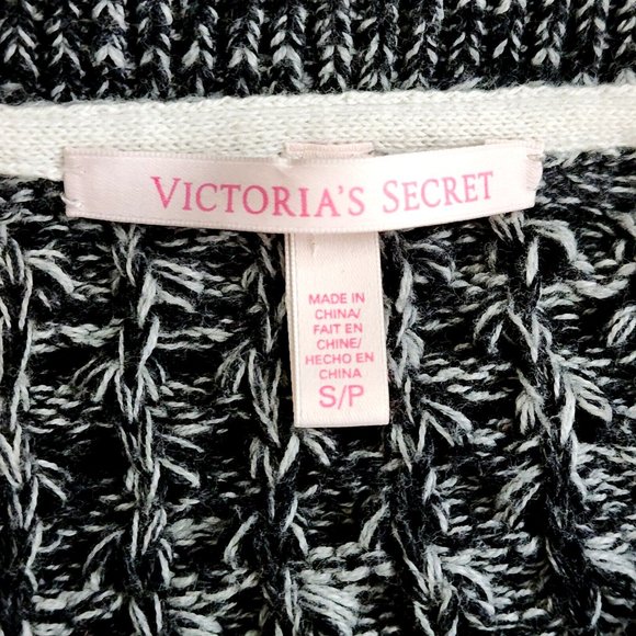 Victoria's Secret Black Gray Loose Weave Marled Sweater Pullover - Picture 4 of 6